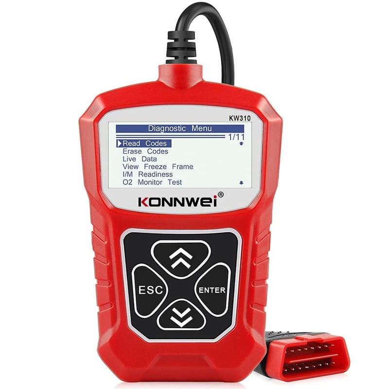 KONNWEI KW310 OBD2 Scanner Full OBDII Functions 10 Modes Automotive Engine Fault Code Reader Scan Tool for All 1996 and Newer Cars (Red) - Image 1